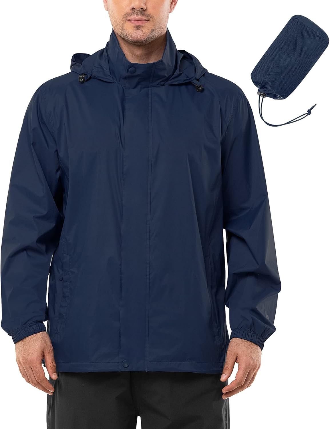 Outdoor Ventures Men's Rain Jacket Waterproof Lightweight Packable