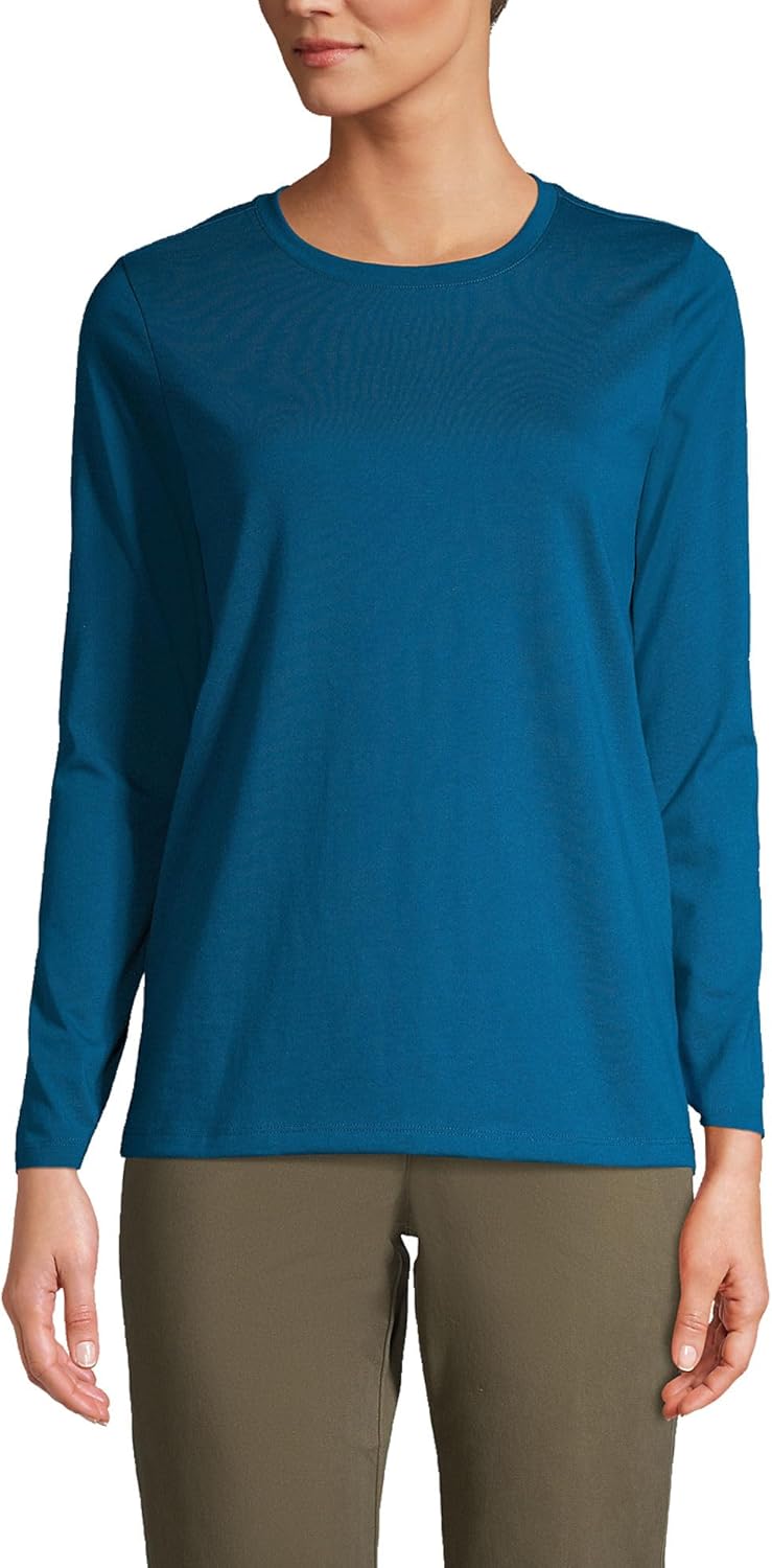 Relaxed Supima Cotton Long Sleeve Crew Neck T-Shirt for Women