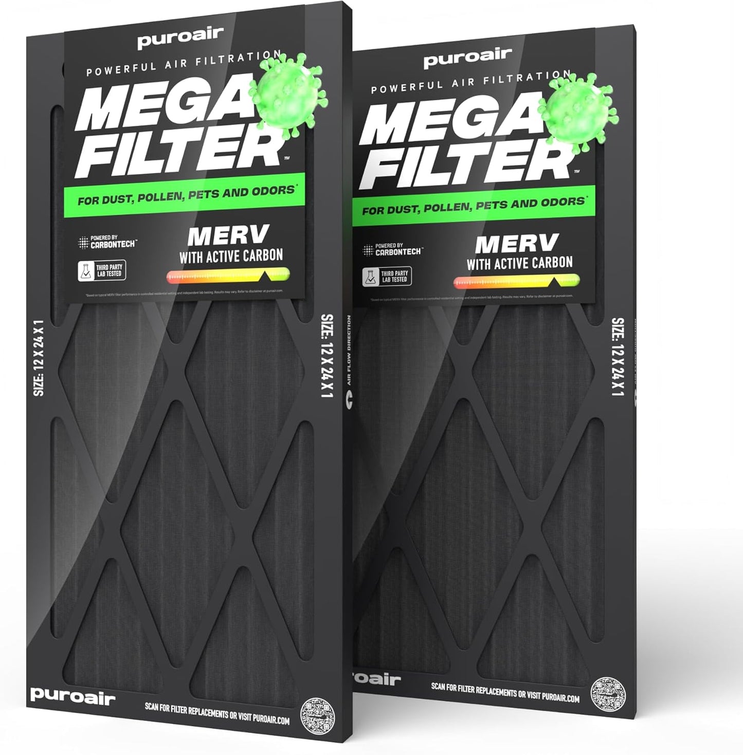 PuroAir Mega Filter 12x24x1 MERV 13 for Cleaner Home Air