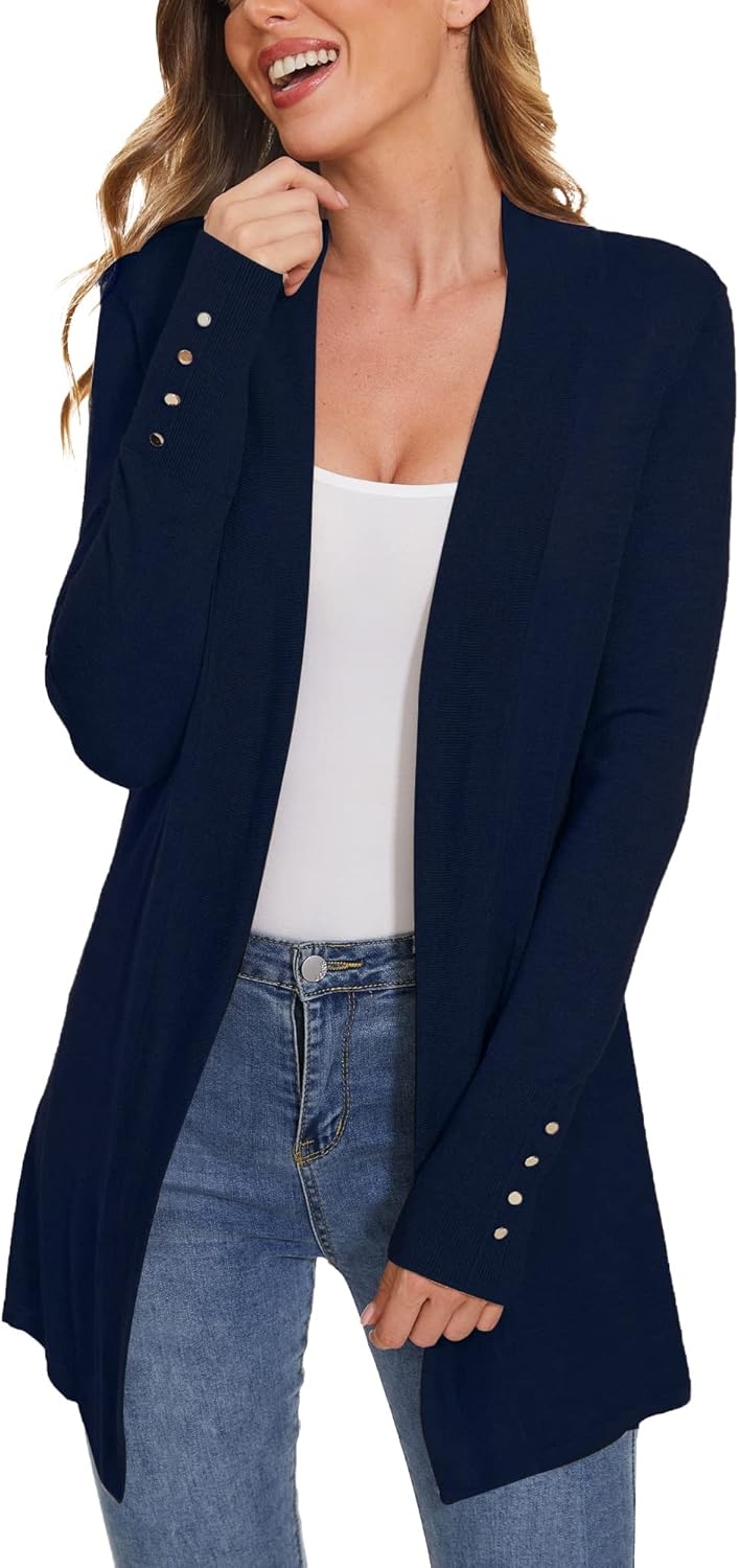 Stylish Long Sleeve Open Front Knit Cardigan for Women