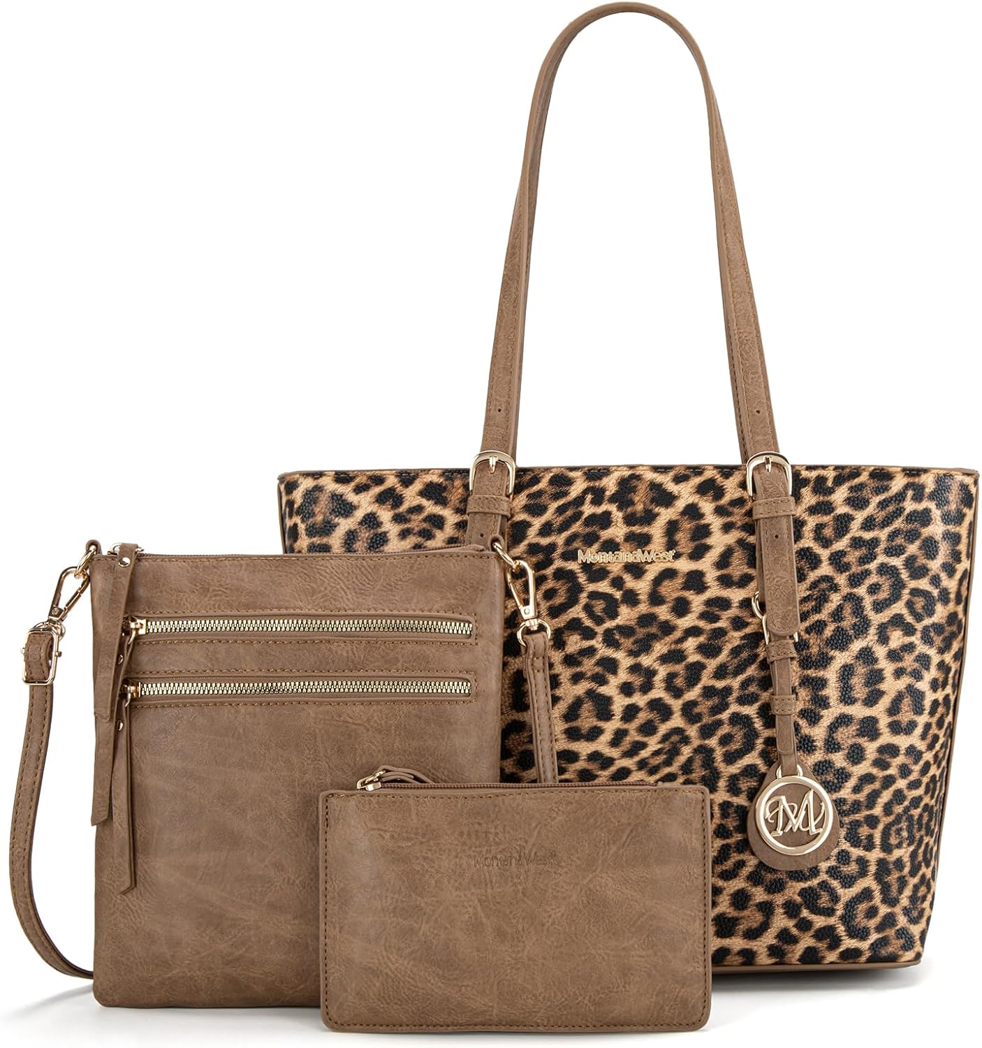 Montana West Purses for Women Tote Bag 3Pcs Set Leopard Print