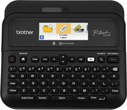 Brother PT-D610BT Bluetooth Label Maker | Wirelessly Create on 1 TZe Tapes
