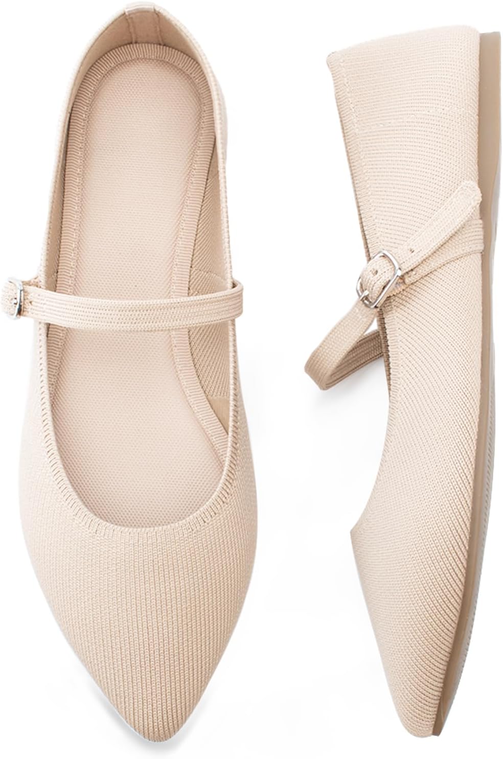 Pointed Toe Flats Knit Ballet Flat Shoes for Women Comfort