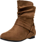 Vepose Women's Slouch Ankle Flat Boots - Comfortable (Style 8ZFY)