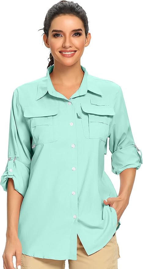 Women's UPF 50+ UV Sun Protection Safari Shirt for Outdoor Fun