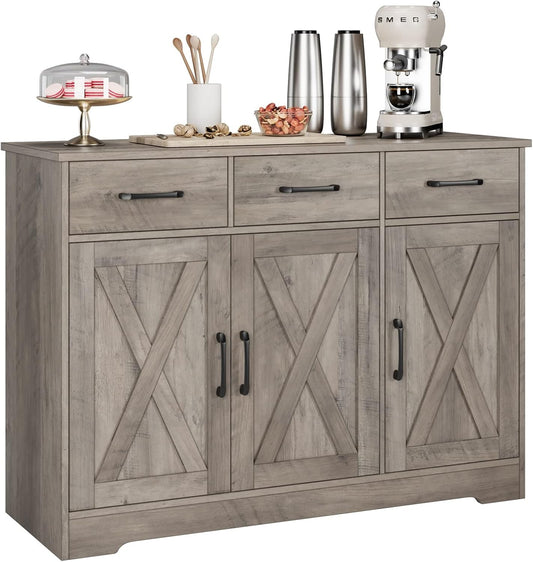 Modern Farmhouse Buffet Sideboard Cabinet with Barn Doors