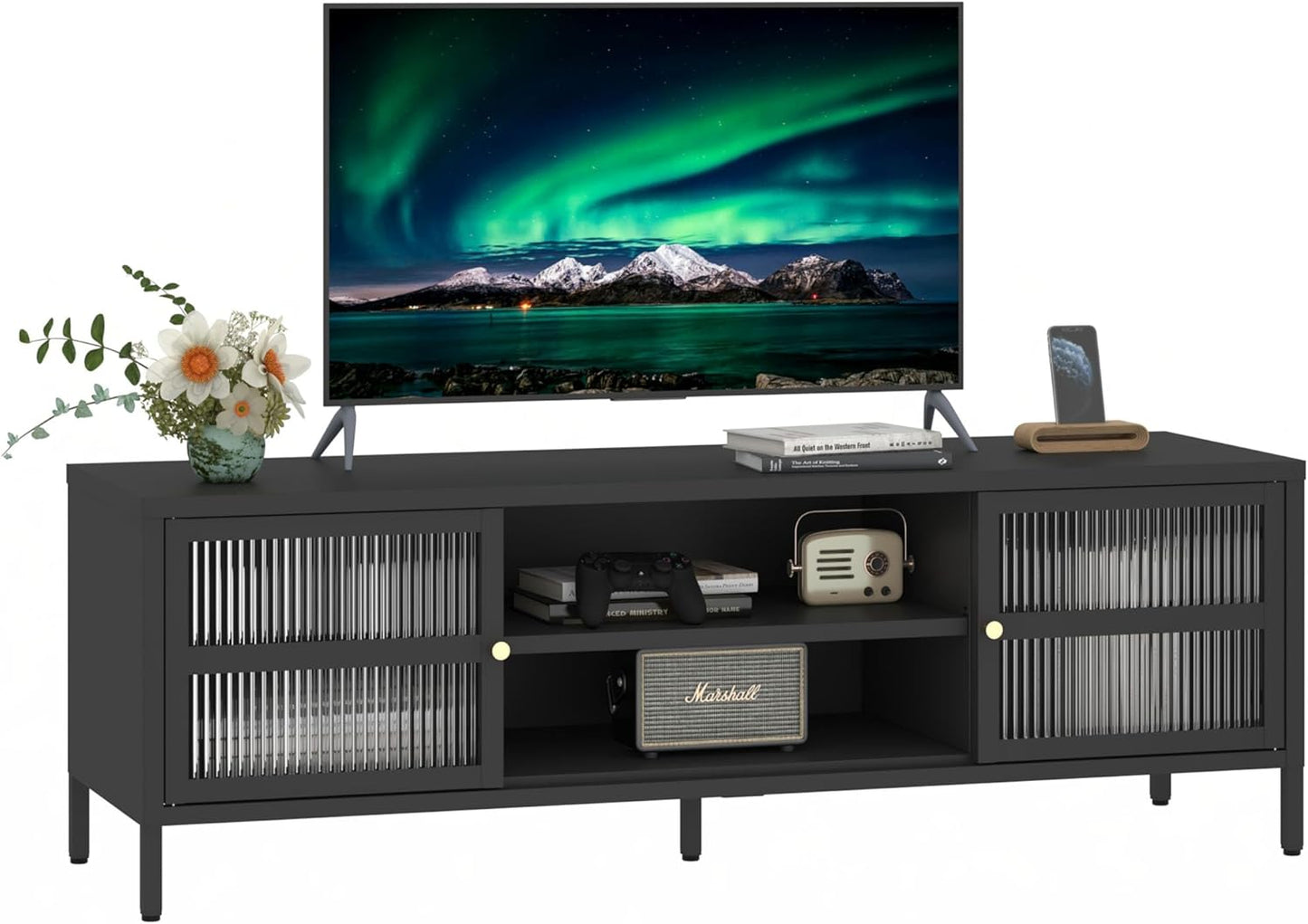 Modern Black TV Stand 55-60 - MIOCASA