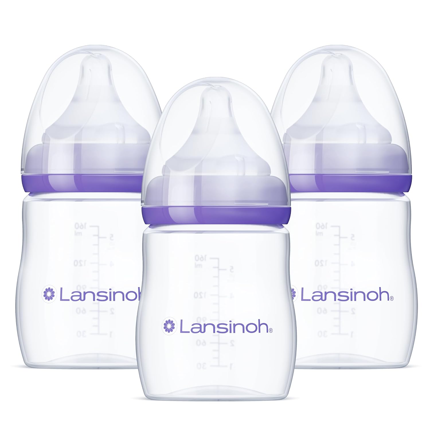 Lansinoh Anti-Colic Baby Bottles, 3 Pack, 5oz: Slow Flow Nipples for Happy Feeding