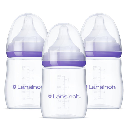 Lansinoh Anti-Colic Baby Bottles, 3 Pack, 5oz: Slow Flow Nipples for Happy Feeding
