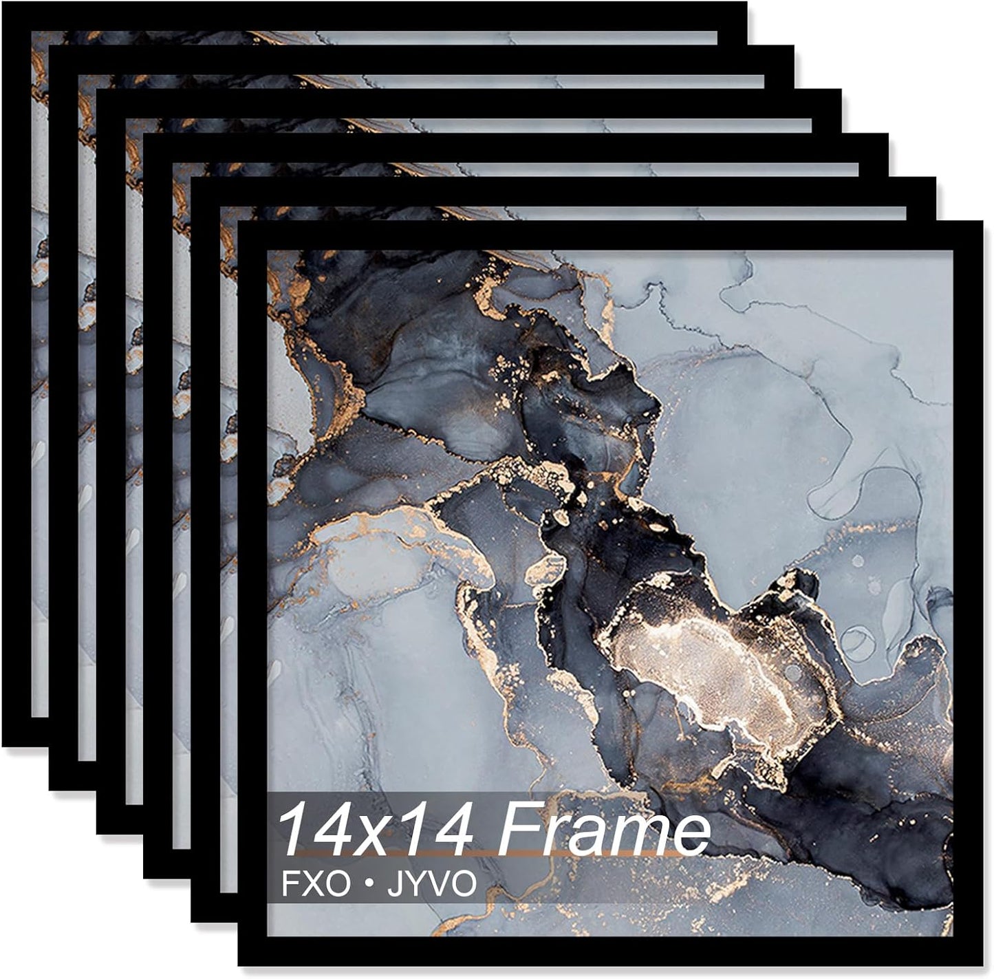 14x14 Frame Set of 6 for Square Pictures - Black Frames