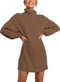 Oversized Sweater Dress Turtleneck Batwing Long Sleeve - Cozy Fit etc