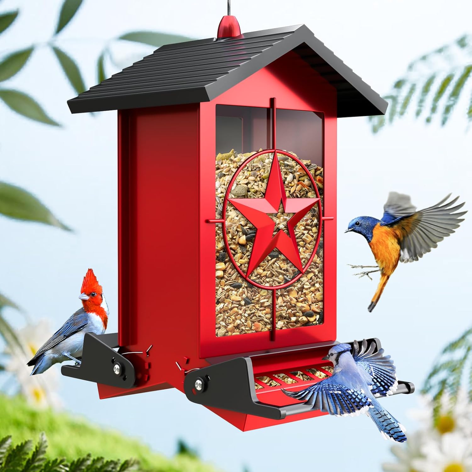 Squirrel Proof Bird Feeder with 5LB Capacity for Outdoors