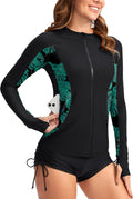 Women's Rash Guard Swim Shirt with Zip Pockets - UPF50+ Sun Protection