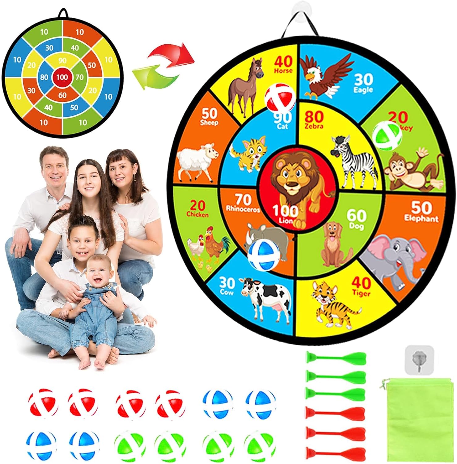 Double-Sided Kids Dart Board Set - Fun Indoor/Outdoor Game!