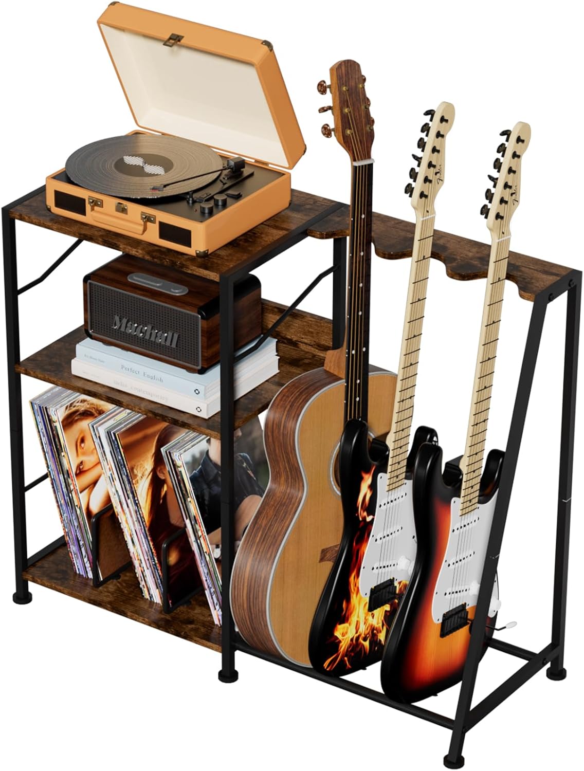 Hosfais Record Player Stand for Vinyl Storage and Display