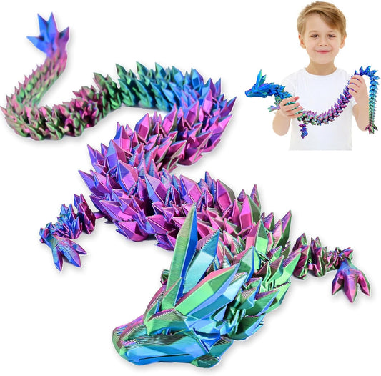 Large 30in Articulated 3D Printed Dragon Toy for All Ages