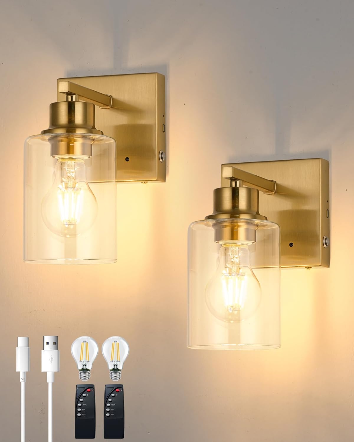 Rechargeable Battery Wall Sconce - Wireless Dimmable Lighting