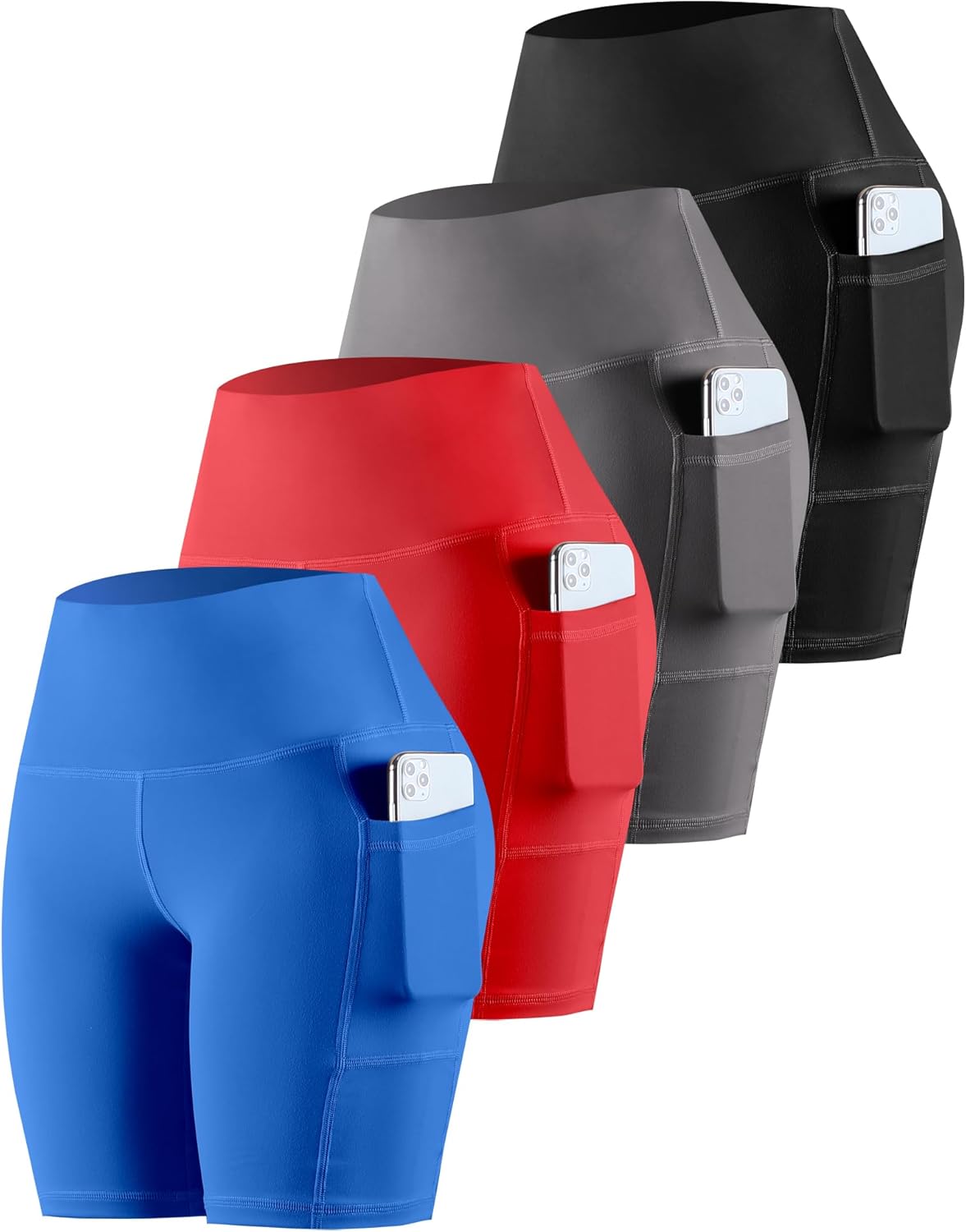 CHRLEISURE Womens Biker Yoga Shorts with Pockets for Comfort