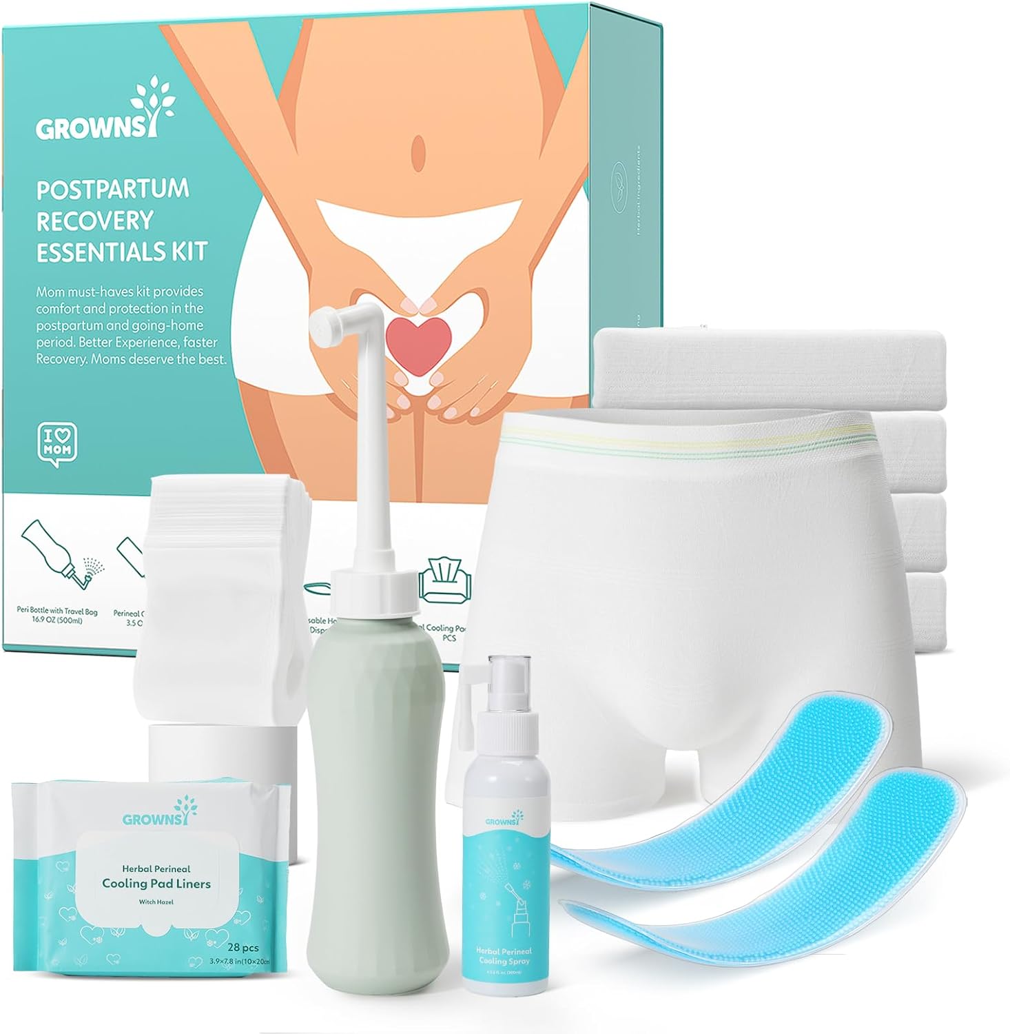Grownsy Postpartum Essentials Recovery Kit for New Moms