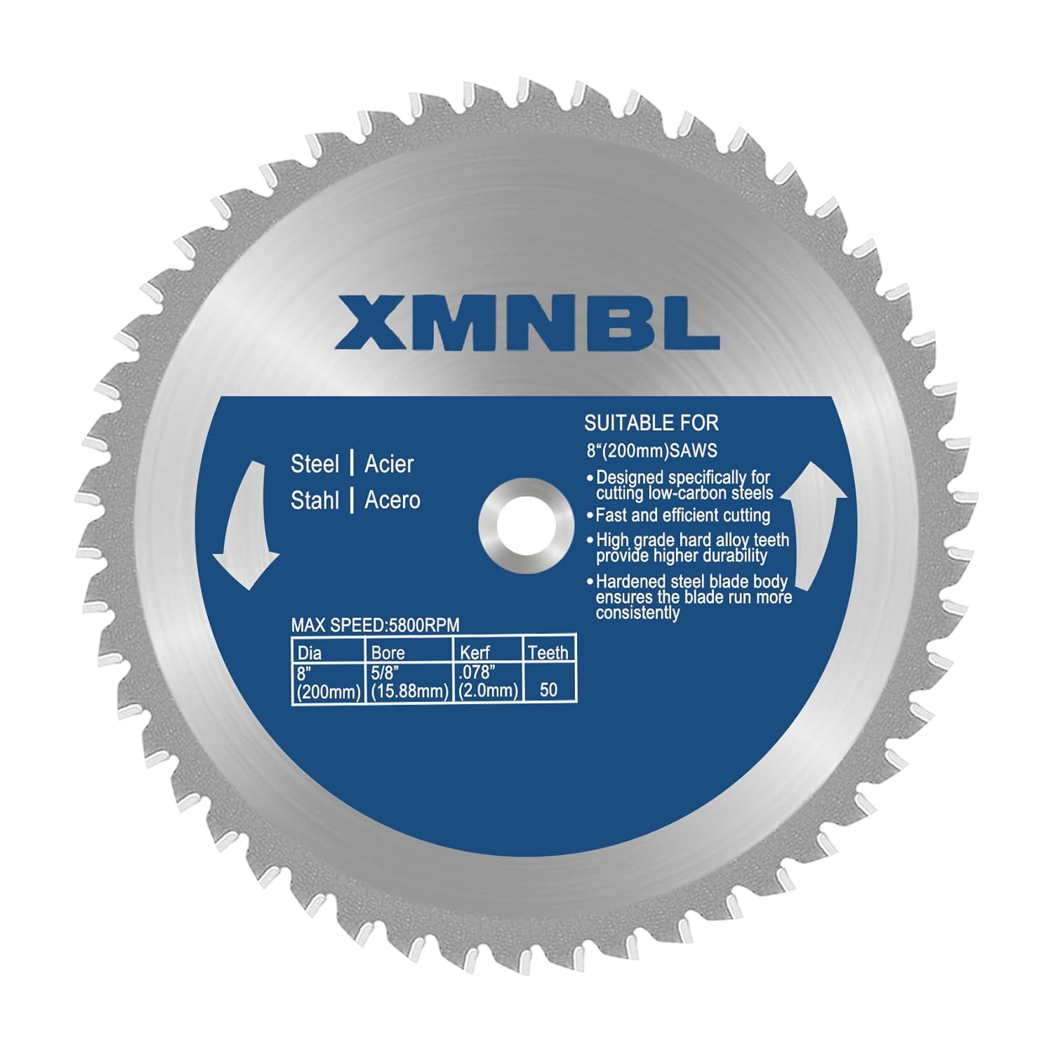 8 Inch Metal Cutting Saw Blade for Evolution Saws - 50 Teeth