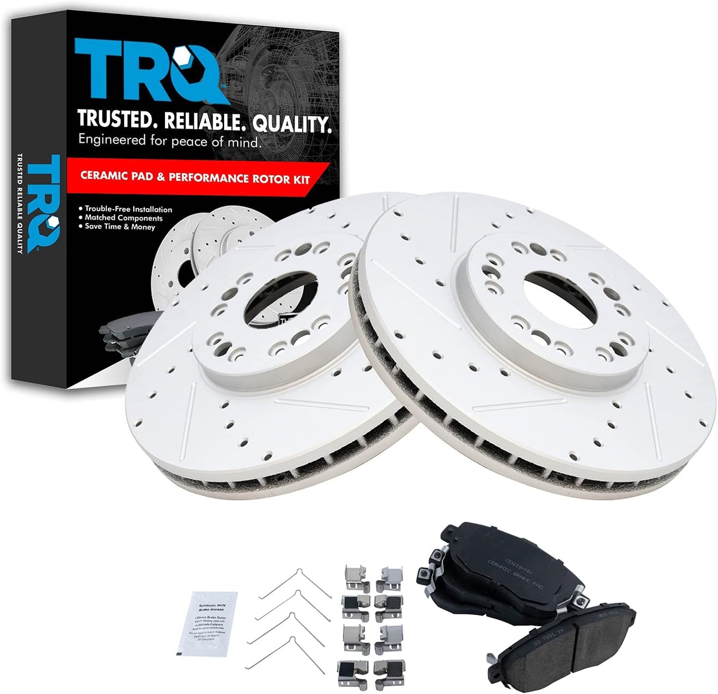 TRQ Front Performance Brake Pad & Rotor Kit for Lexus Vehicles
