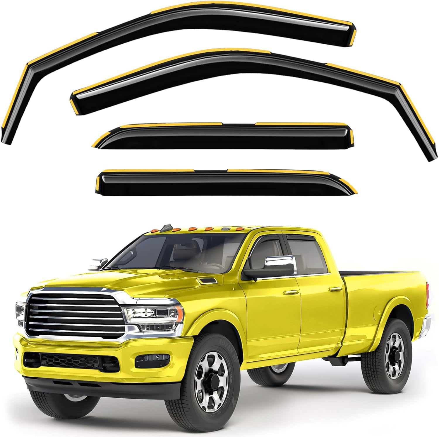 In-Channel Window Rain Guards for Dodge RAM 2500 3500 Crew Cab