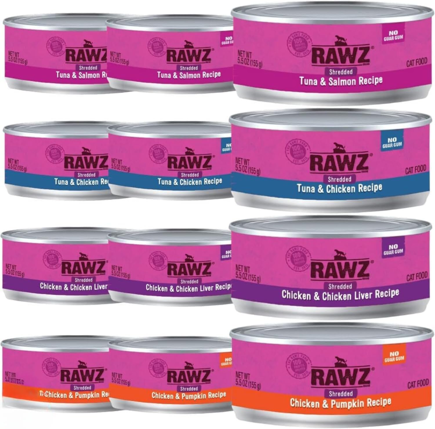Rawz Natural Premium Canned Cat Wet Food Variety Bundle 12 Pack