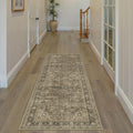 2x7 Washable Brown Runner Rug Vintage Distressed Runner - Low Pile