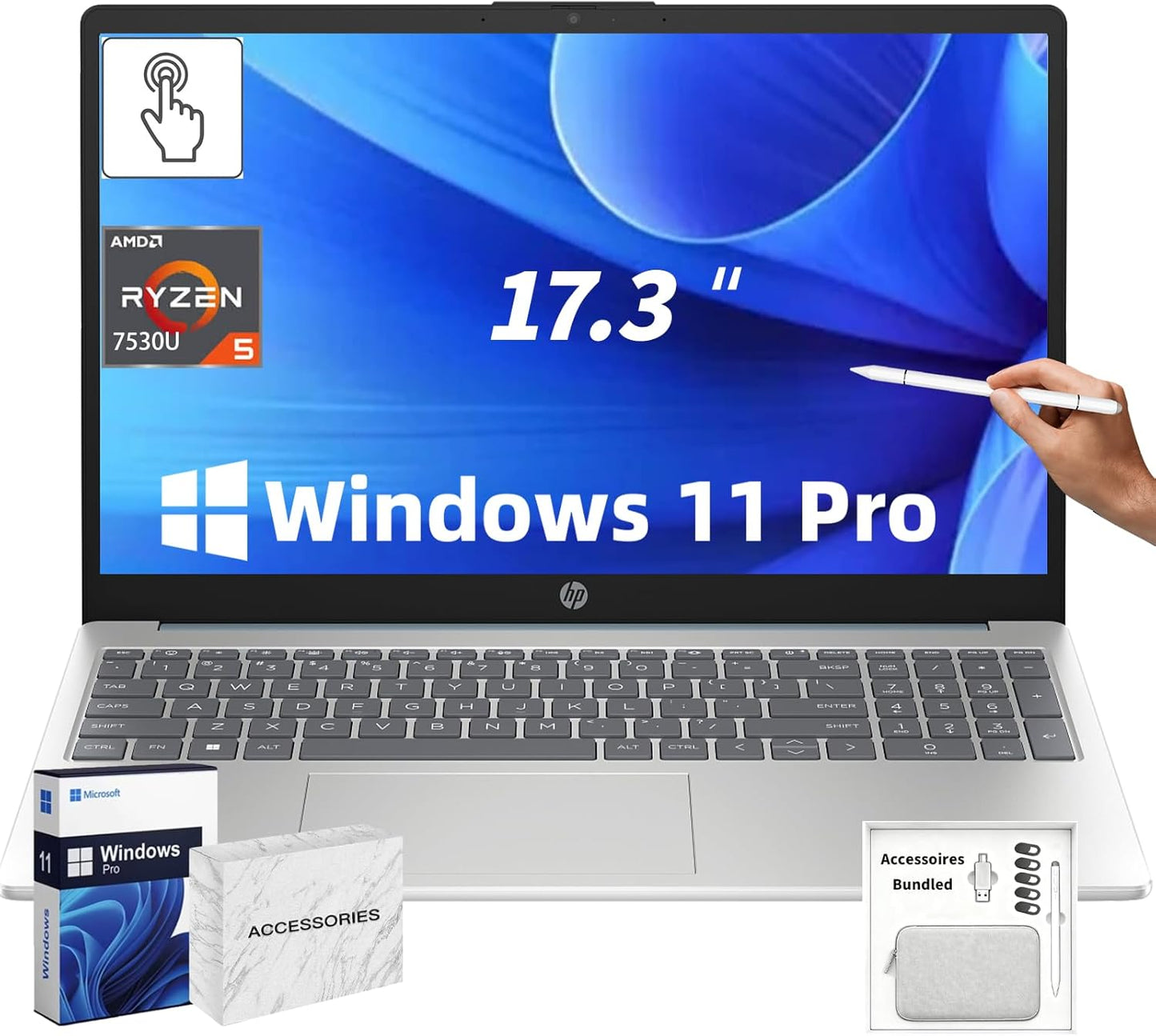 HP 17 Touchscreen Laptop with AMD Ryzen 5 for Business Use