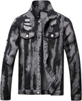 Men's Denim Jackets Distressed Slim Fit Ripped Trucker Jacket
