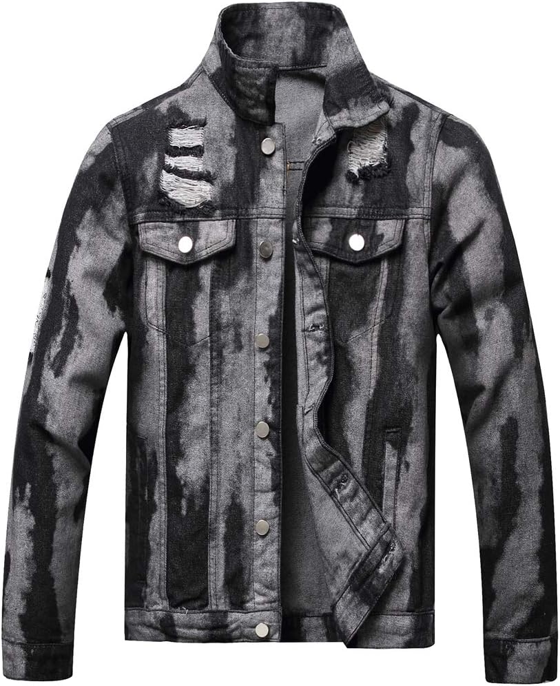 LZLER Men's Distressed Denim Jackets for Trendy Fashion Style