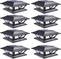 Solar Post Lights Outdoor 2 Modes LED Deck Fence Cap Lights - 8 Pack