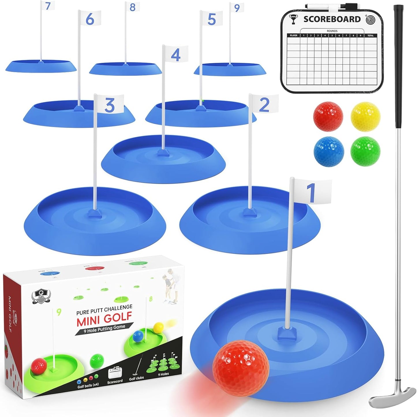 Mini Golf Game Set for Indoor Fun with 9 Holes and Putter