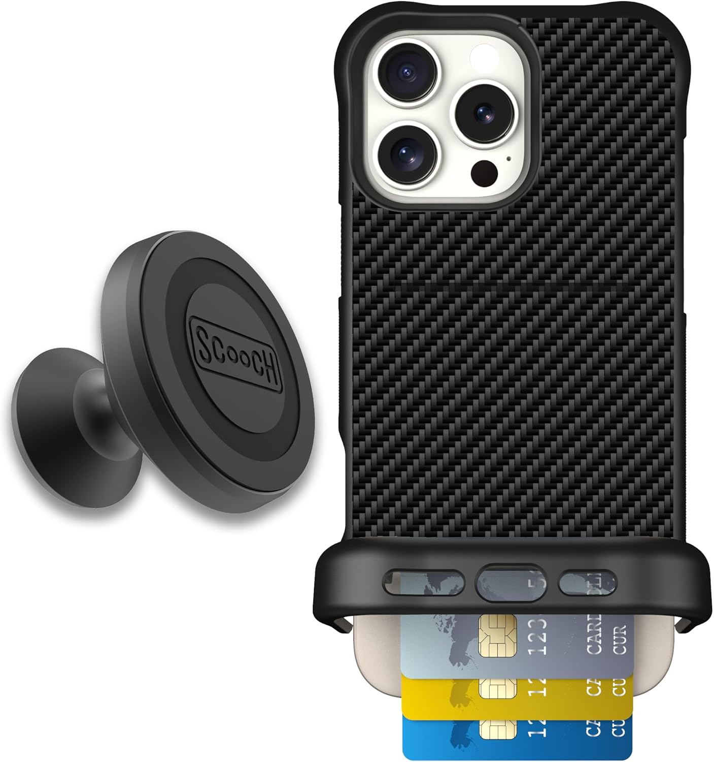 Scooch iPhone 16 Pro Max Case with Card Holder and Kickstand
