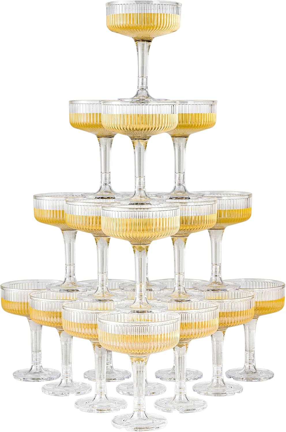 20 Pack Unbreakable Plastic Champagne Coupe Glasses for Parties