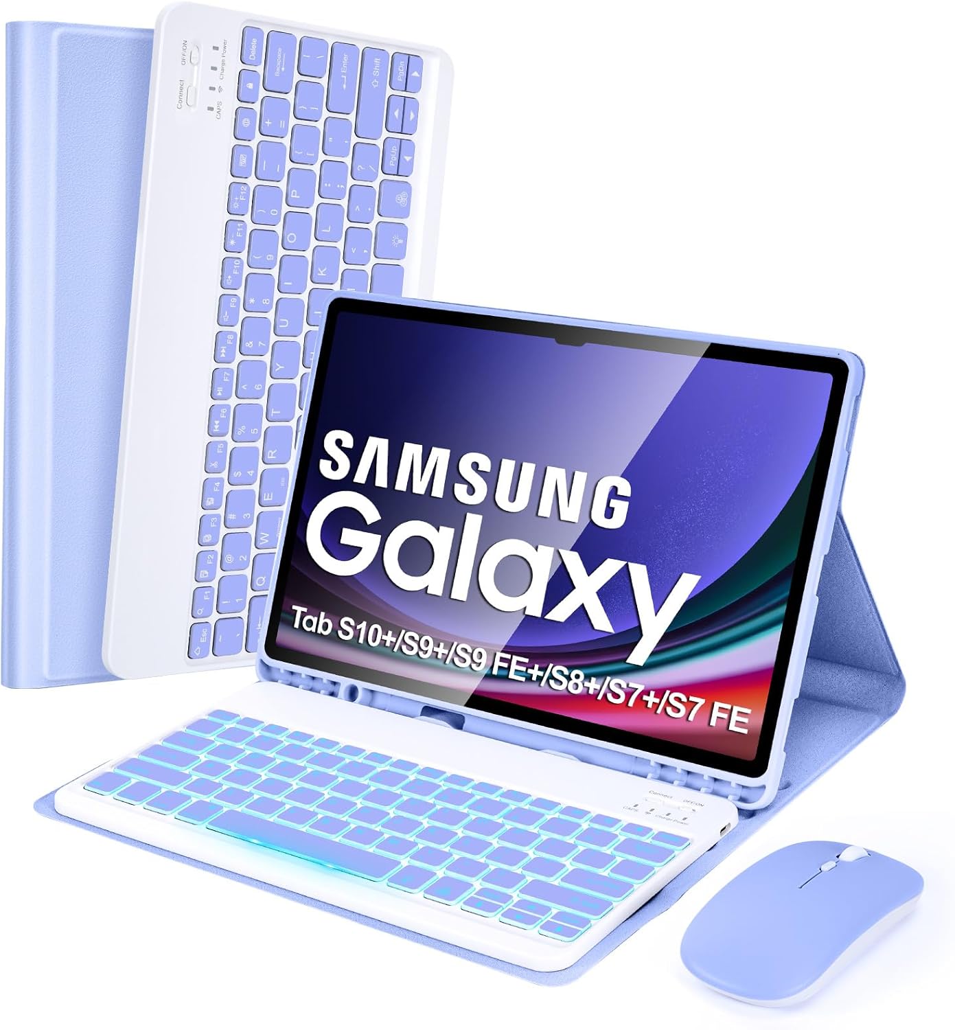 SOPPY 7 Colors Backlit Keyboard Case for Samsung Galaxy Tab 12.4 in