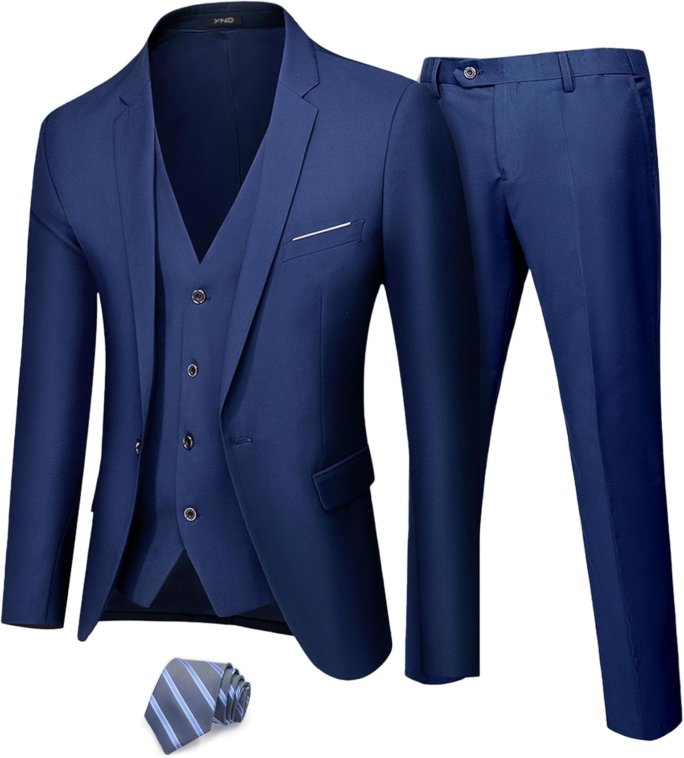 YND Men's Slim Fit 3 Piece Suit Set for Stylish Occasions