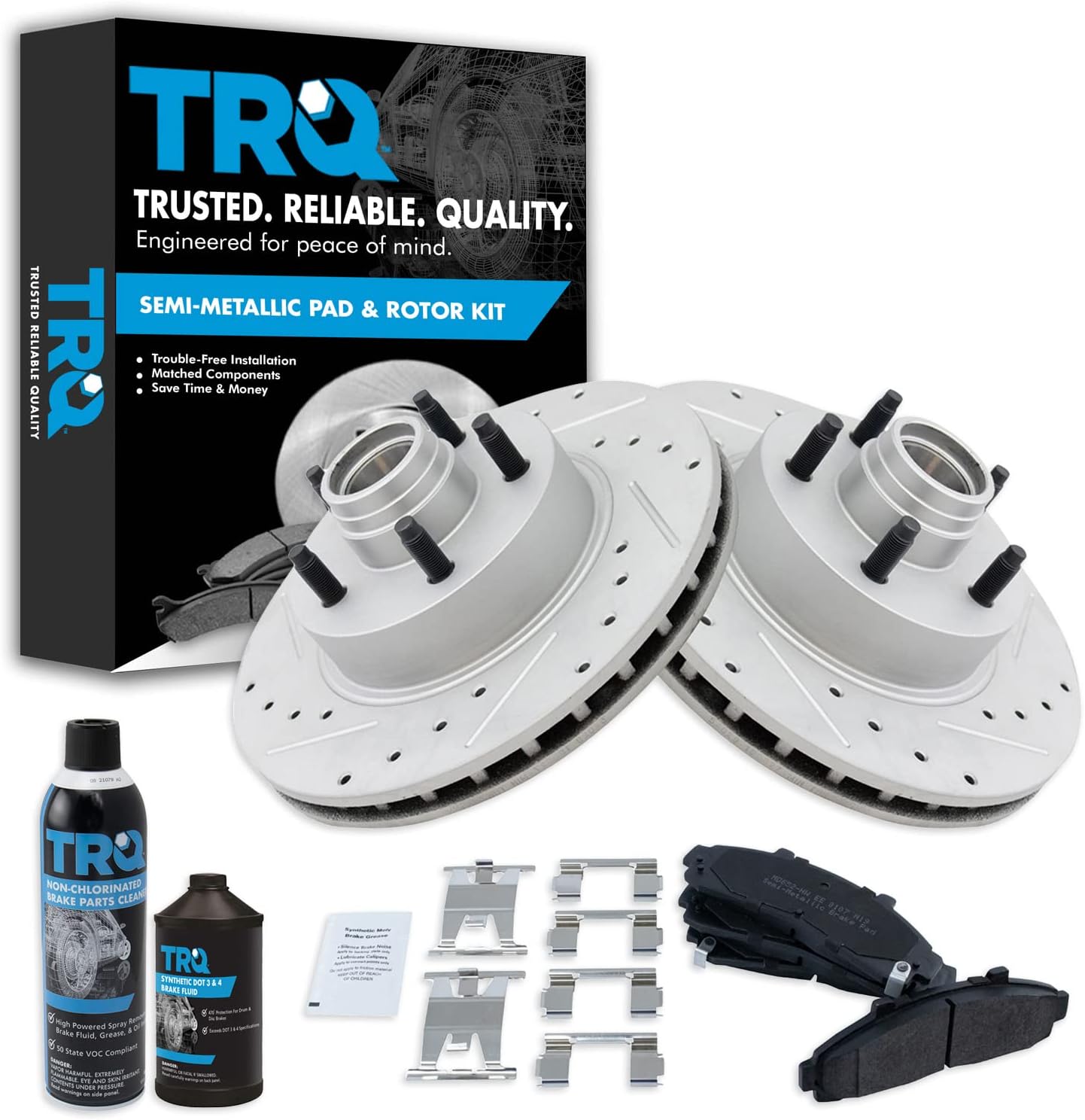TRQ Front Metallic Brake Pad Performance Rotor Kit for Ranger