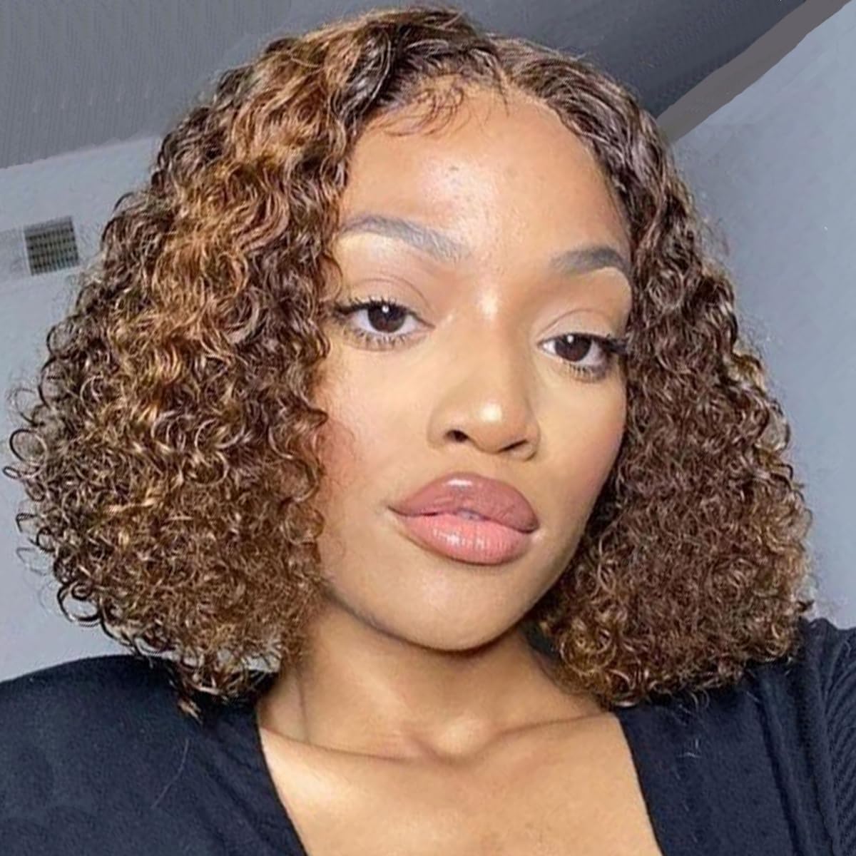Ombre Bob Wig Human Hair 4/27 Highlight Glueless Deep Wave