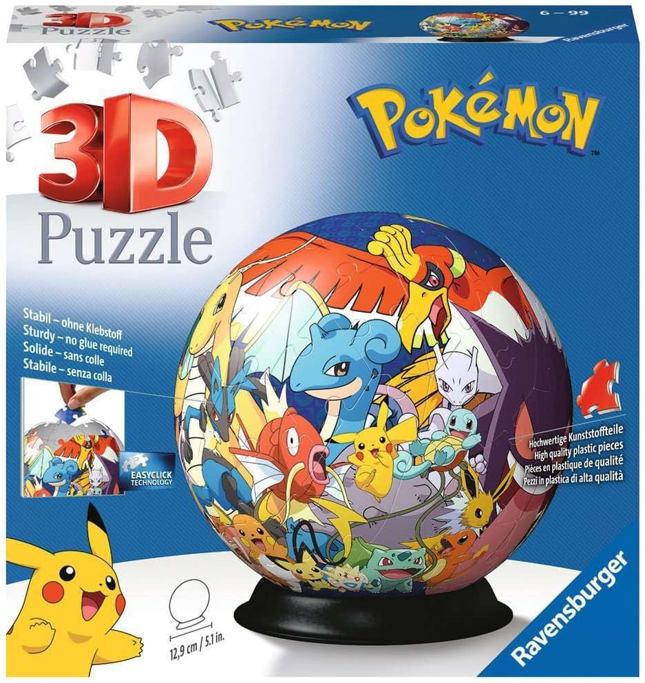 Ravensburger Pokemon 3D Puzzle Ball - 72 Pieces - No Glue - Ages 6+ - Fun Gift!