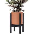 Terracotta Planter with Ebony Stand 8in - Modern Mid-Century Pot