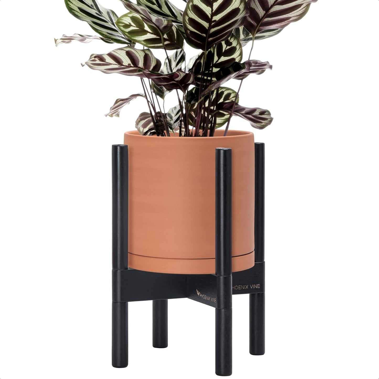 D'vine Dev Terracotta Planter with Stand - 8 Inch Modern Pot
