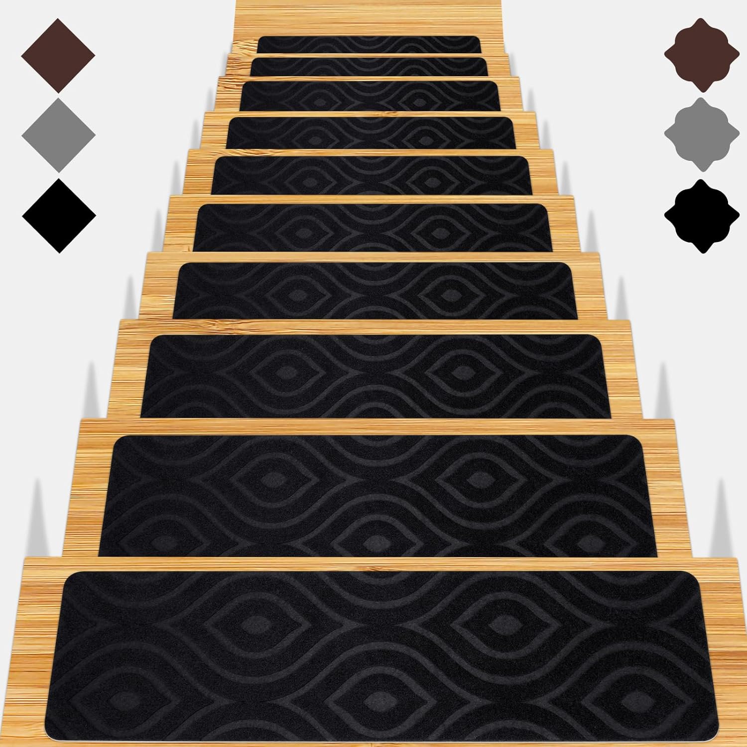 Stair Treads for Wooden Steps - Non-Slip Carpet Mats 15pcs