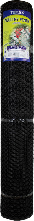 Tenax Poultry Fence 4ft x 50ft Black - Durable Hex Mesh