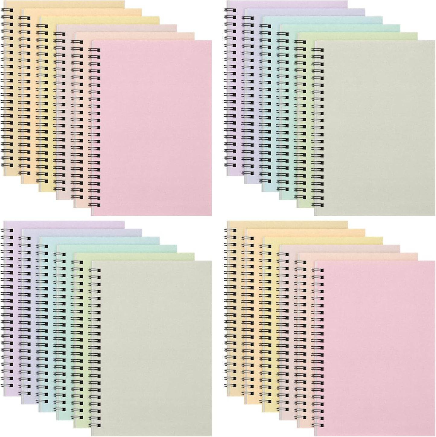 Fuutreo 24 Pcs Spiral Notebook Set for Work and School Use