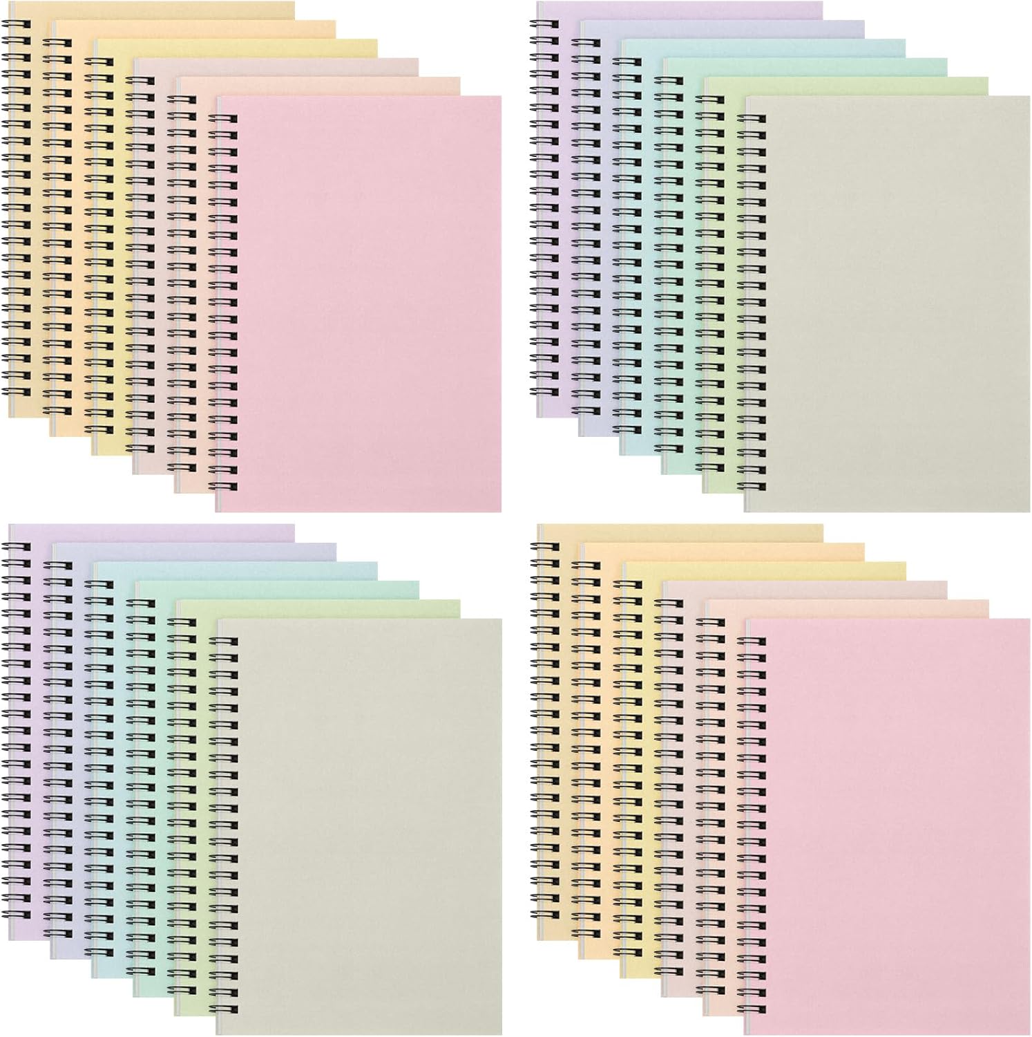 Fuutreo 24 Pcs Spiral Notebook Set for Work and School Use