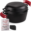 Cuisinel Cast Iron Dutch Oven 7-Quart - 2-in-1 Multi-Cooker