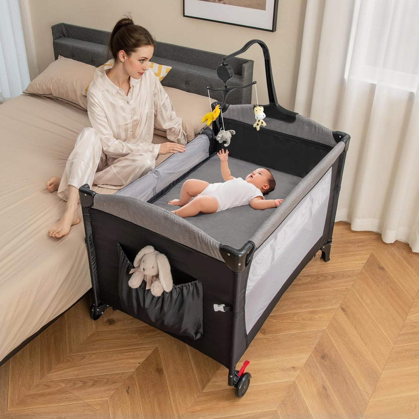 HONEY JOY Baby Bedside Sleeper: 6-in-1 Pack and Play Solution