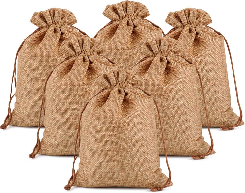 Burlap Gift Bags for Weddings and Parties - 100Pcs Coffee