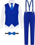 ELPA Boys' Formal Suit Set with Suspenders and Adjustable Waist Vest